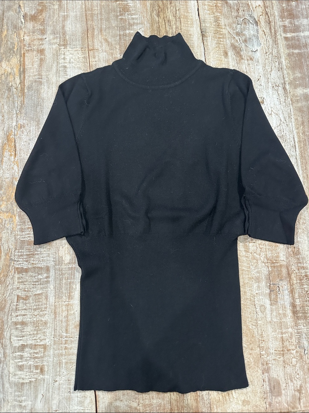 Express Black Short-Sleeve Turtleneck Knit Top